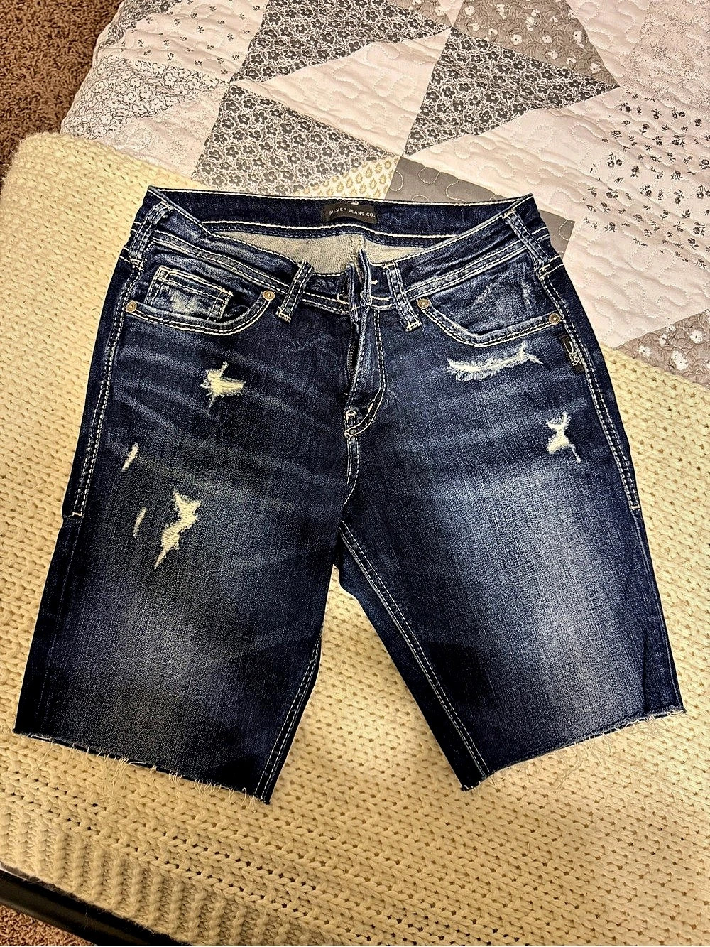 Silver Jeans Co. Distressed Denim Bermuda Shorts Size 12